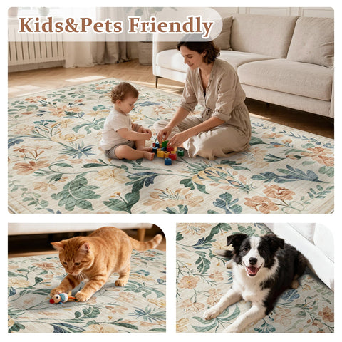 Yidanamy nursery rug provides safe cushioning for playtime.