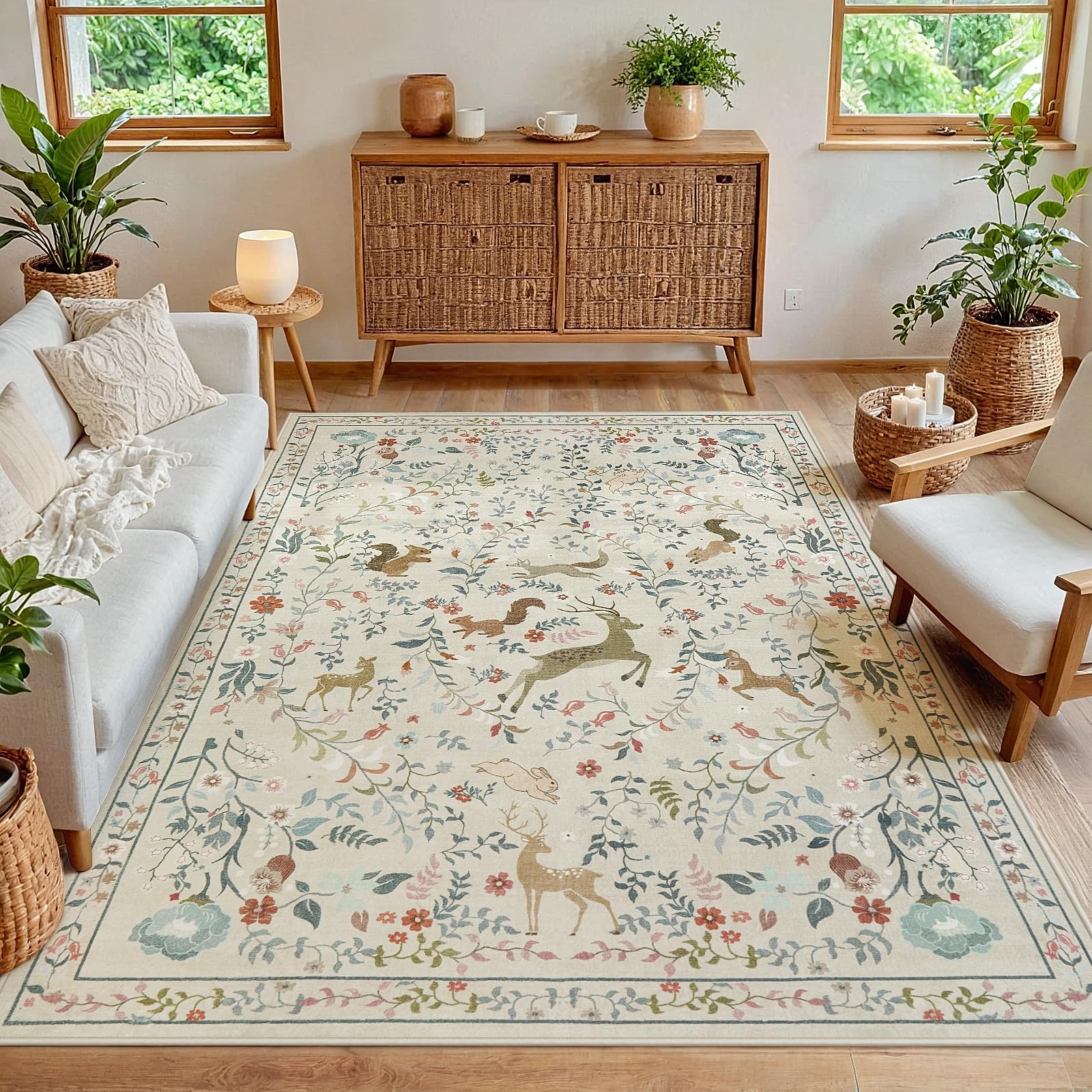 Stain-resistant microfiber texture on Yidanamy rug 5x7 for easy cleaning