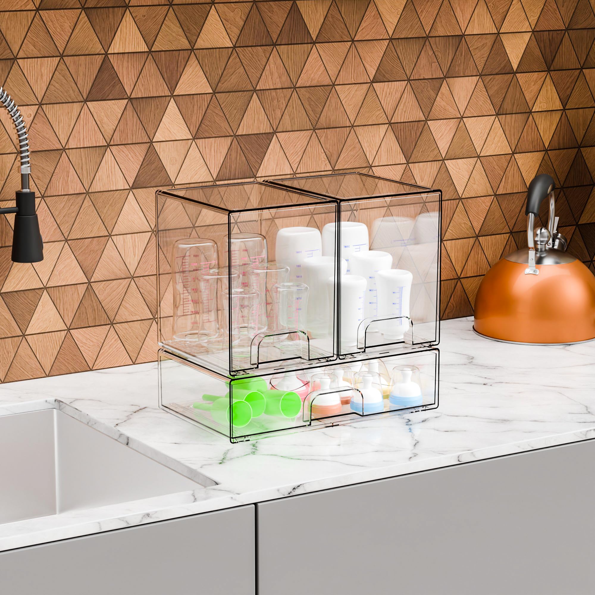 Yieach stackable design saves counter space and adapts to layouts.