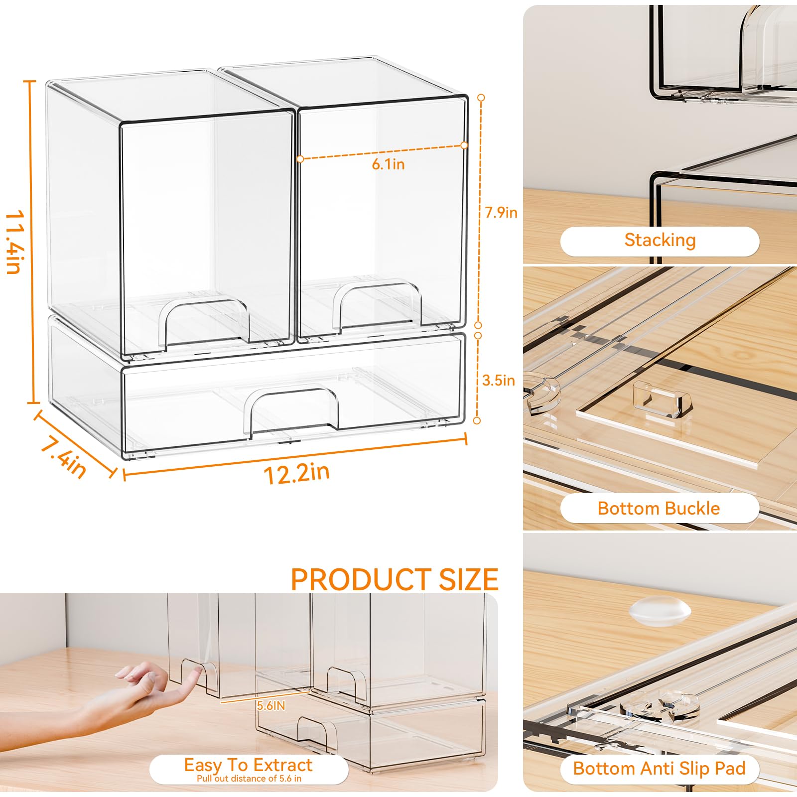 Yieach large bin secures pacifiers and small accessories, keeping them visible.
