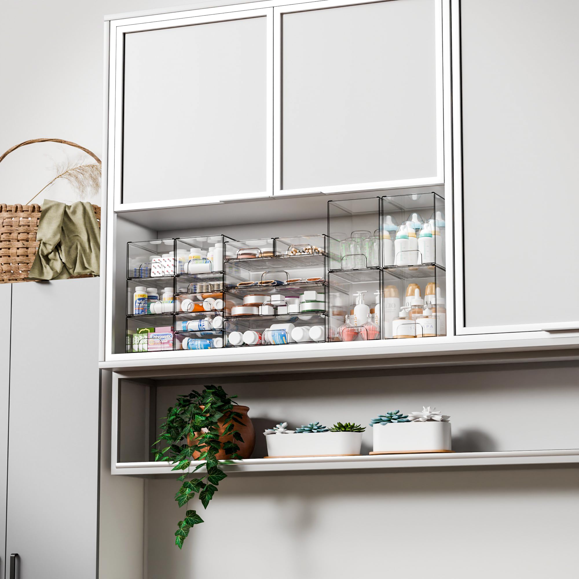 Yieach medium bin drawer stores pump parts for fast organization