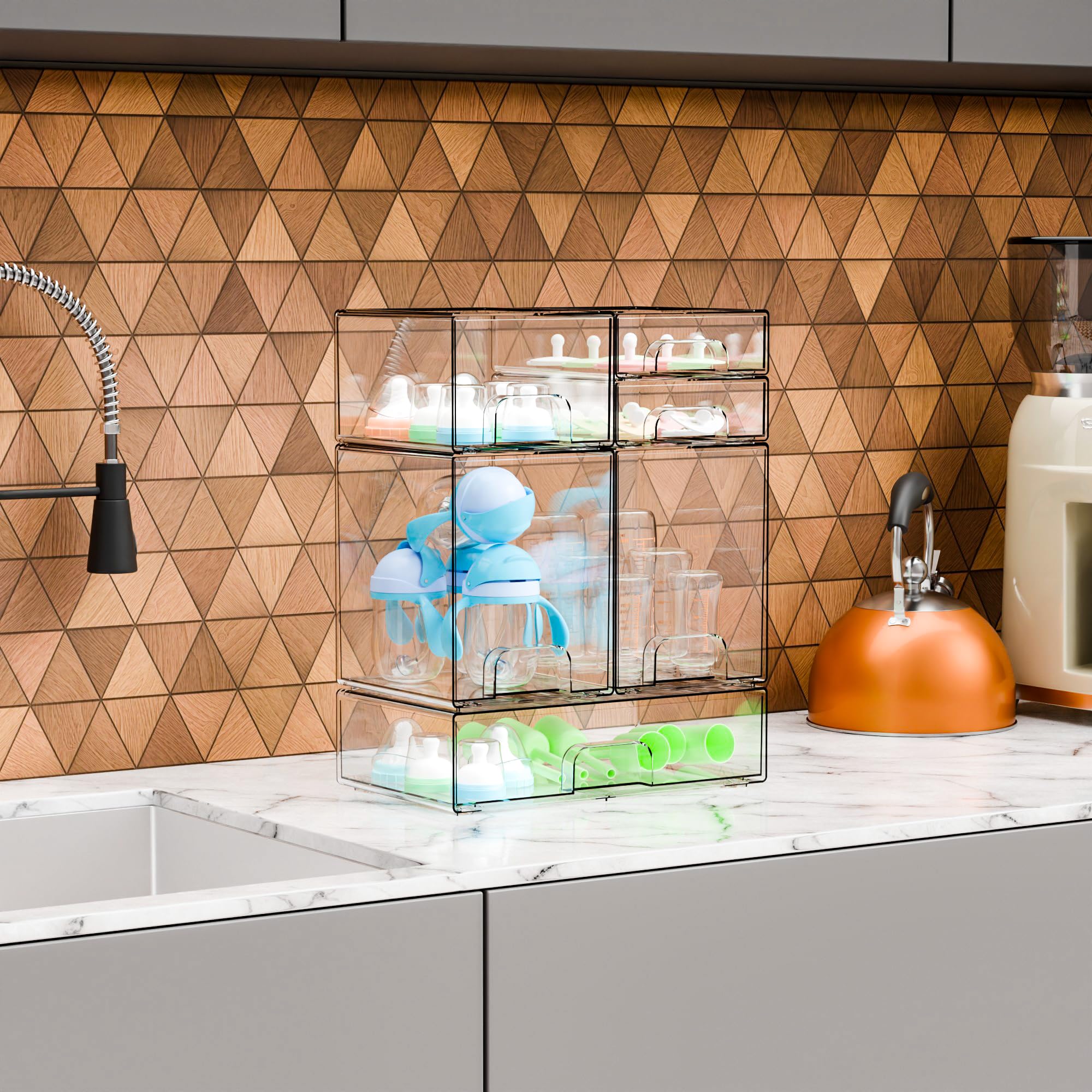 Yieach multipurpose cabinet and countertop storage for cosmetics or nursing supplies.