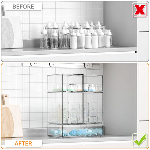 Yieach stackable drawer setup saves counter space and fits tight areas