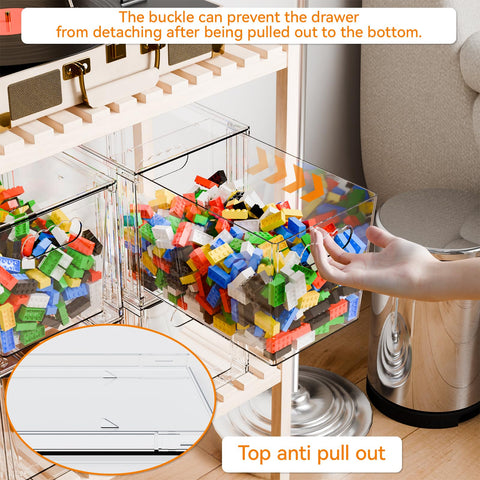 Yieach stackable drawers side view highlighting compact footprint