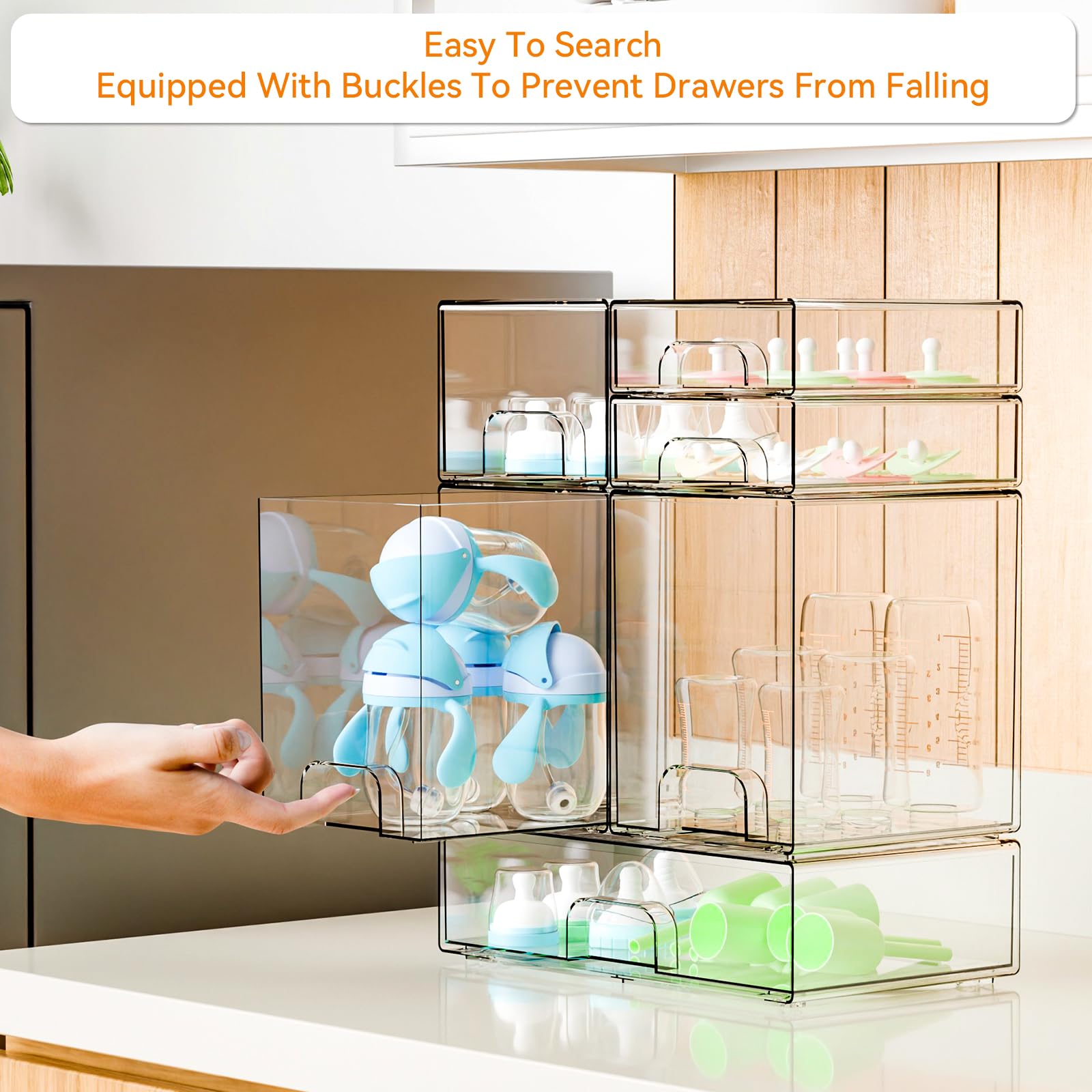 Yieach sturdy drawer with pull-out handle protects contents while enabling smooth access.