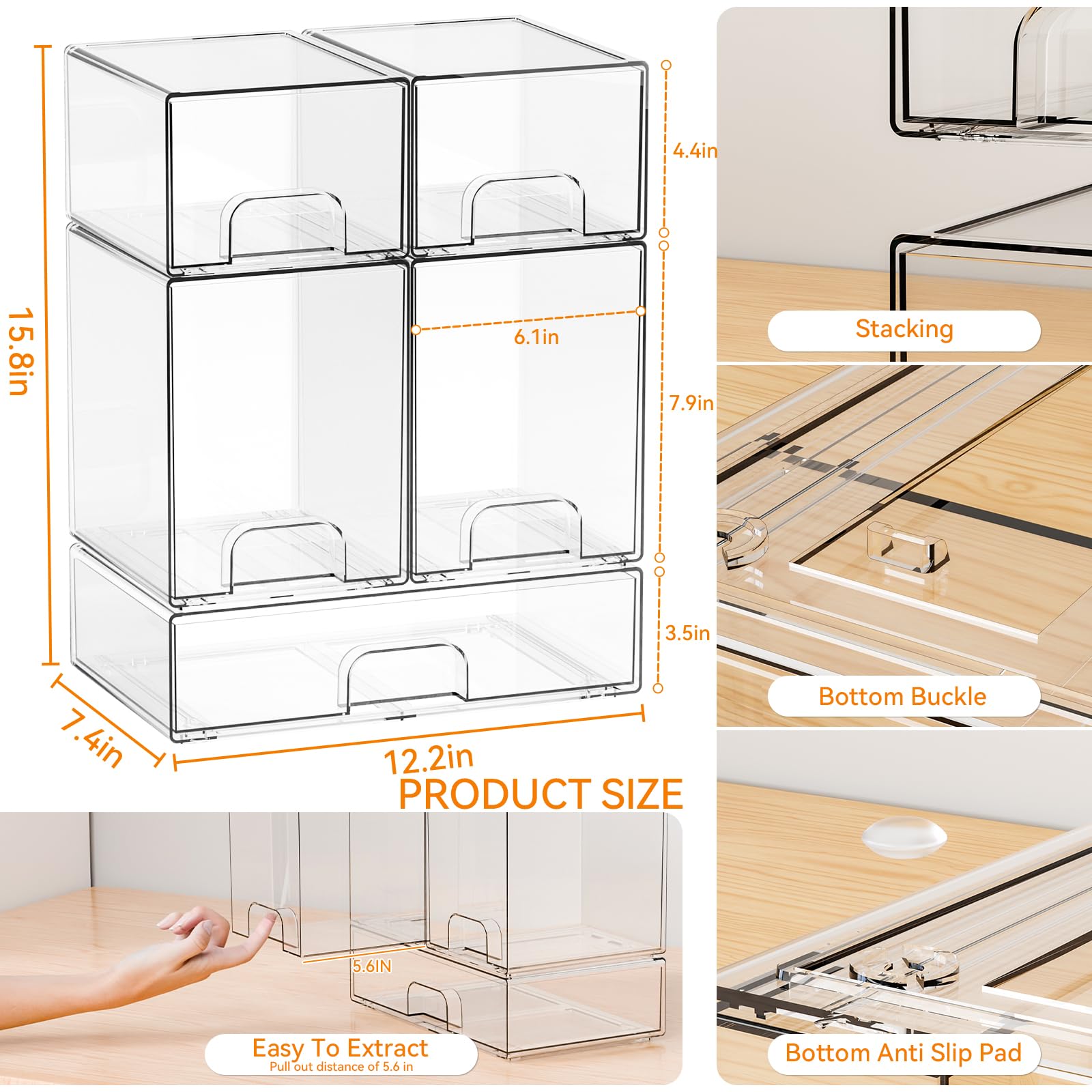 Yieach tall bin drawer holds pacifiers within easy reach