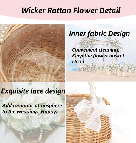 Yiheini pearl-handle bow detail on wicker basket