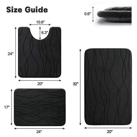 YIHOUSE absorbent bath mat black for drier bathroom floors
