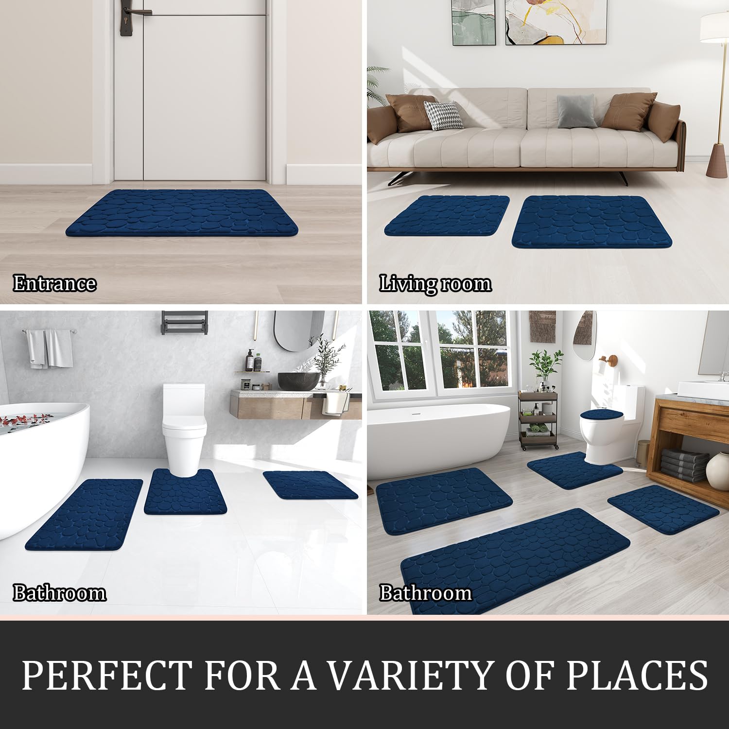 YIHOUSE anti-slip dots backing keeps rug steady on tile or wood floors.