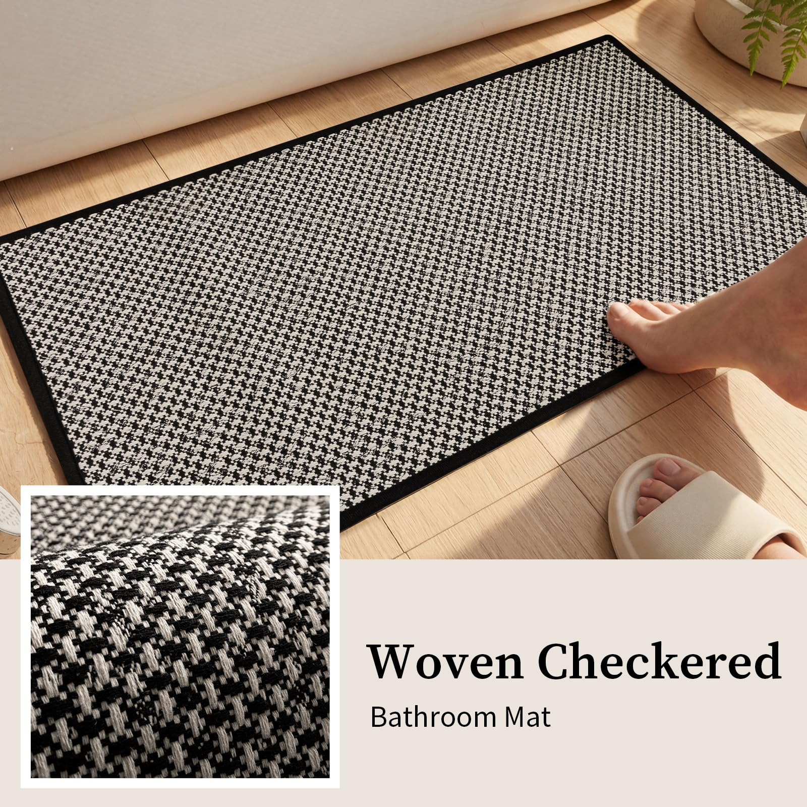 YIHOUSE non-slip backing provides secure grip on wet bathroom floors