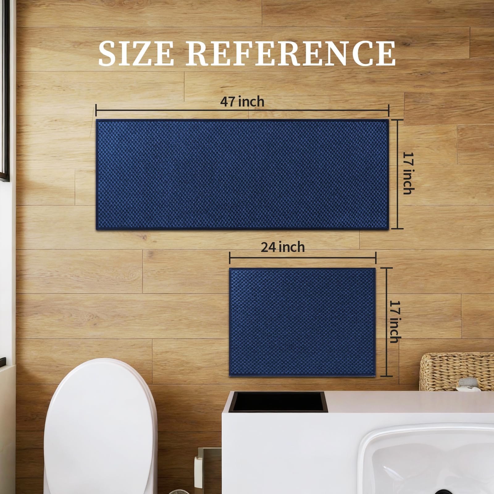 YIHOUSE bath rug set 17x47 provides non-slip safety on wet surfaces.