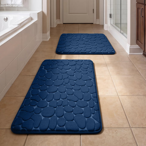 YIHOUSE dark blue bath rug set large 32x20 inches for plush comfort.