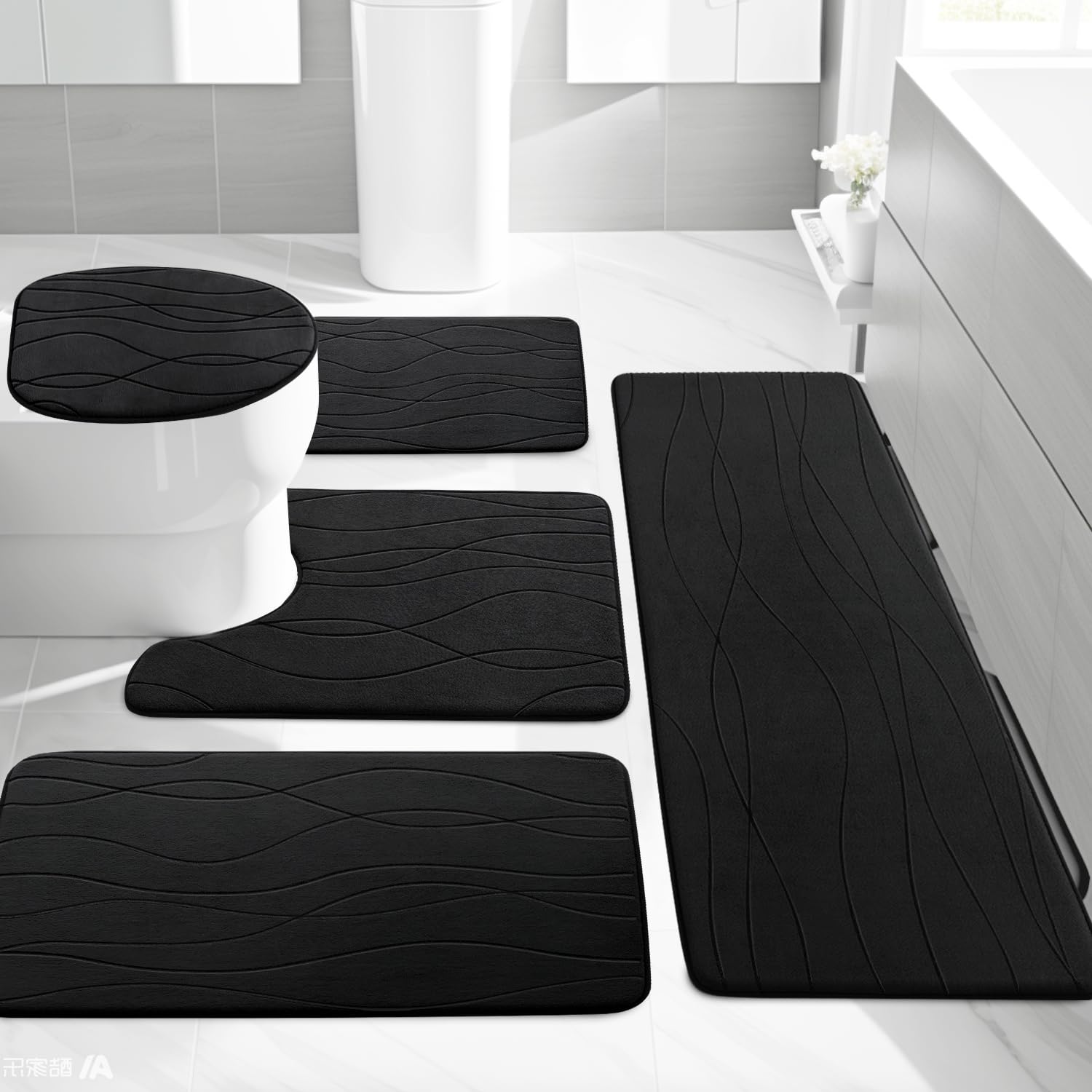YIHOUSE bathroom entrance area mat set, reduces water tracking