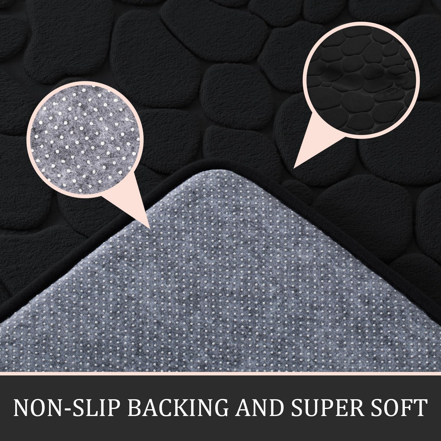 YIHOUSE bath mat 24x17 highlights quick water absorption and quick-dry surface