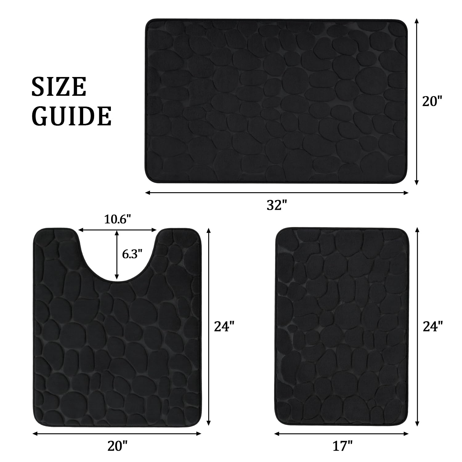 YIHOUSE closeup of non-slip backing with drip-dot grip on tiles