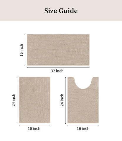 YIHOUSE beige bath mats with rubber backing on dry floors for grip
