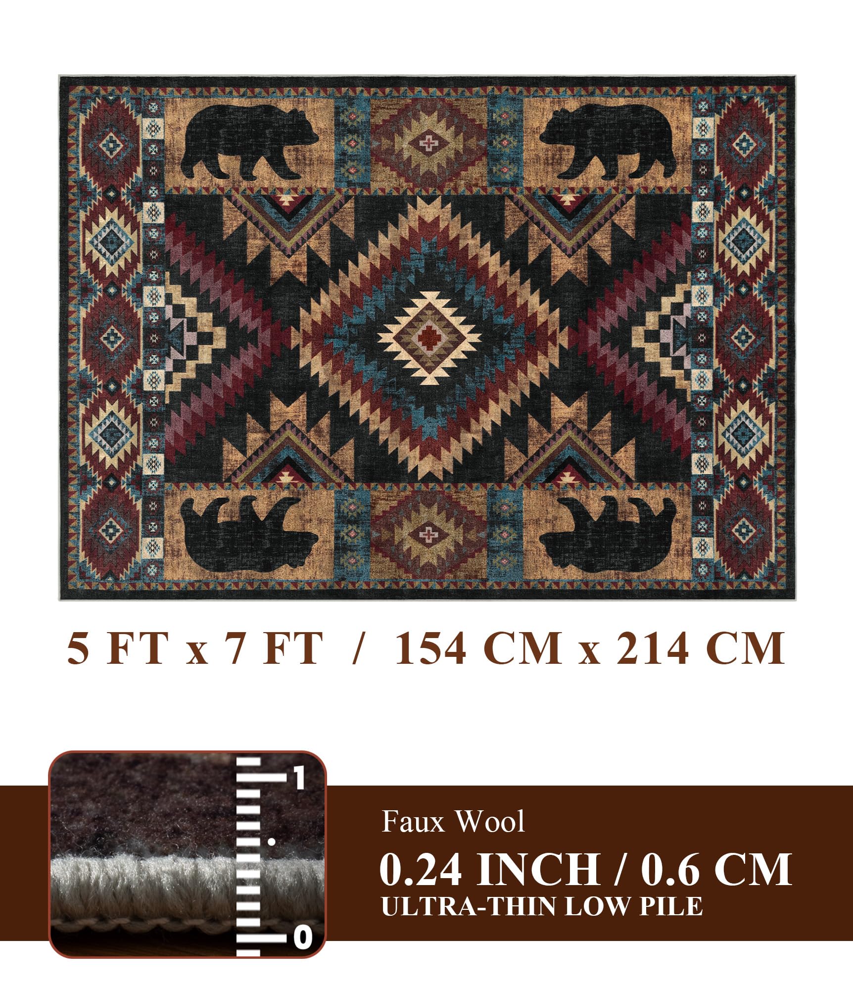 YIHOUSE bear-print rug with non-slip backing stays put on floors