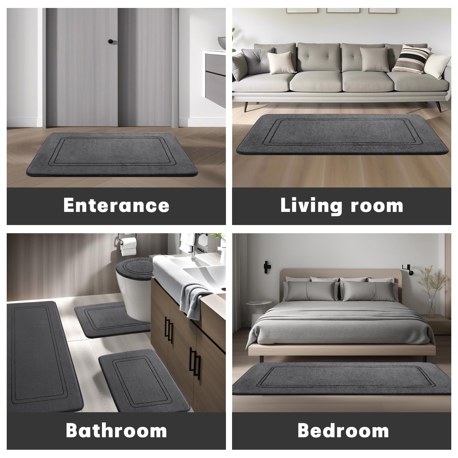 YIHOUSE non-slip backing prevents shifting on wet floors.