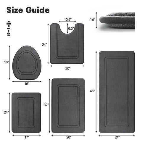 YIHOUSE dark grey U-shaped counter rug 24x20 protects floors.