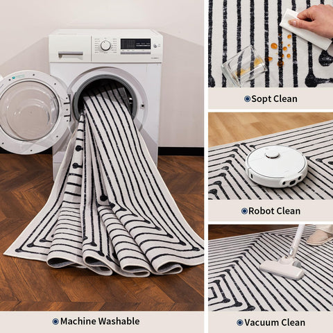 YIHOUSE machine-washable rug for easy cleaning
