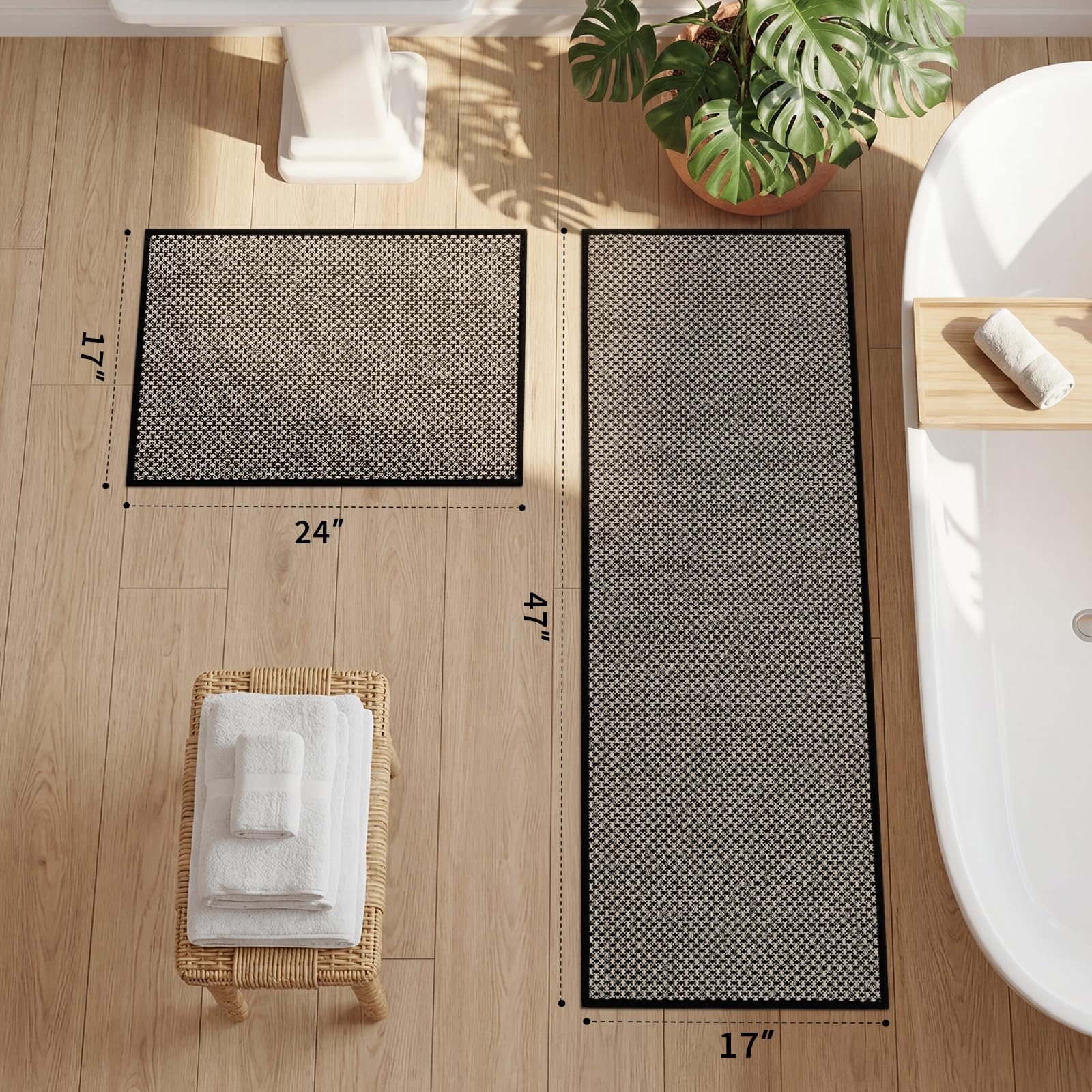 YIHOUSE easy-clean mat shown with brush or sponge for cleaning