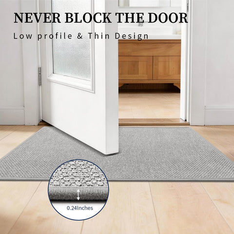 YIHOUSE gray bathroom rug with fray-resistant edges.