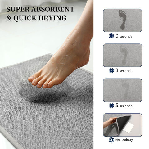 YIHOUSE gray bathroom rug is machine washable.