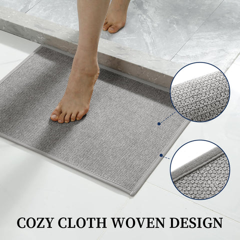 YIHOUSE gray bathroom rug with non-slip backing for safety.