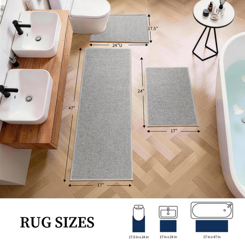 YIHOUSE gray bathroom rug dries quickly to keep feet and floors dry.