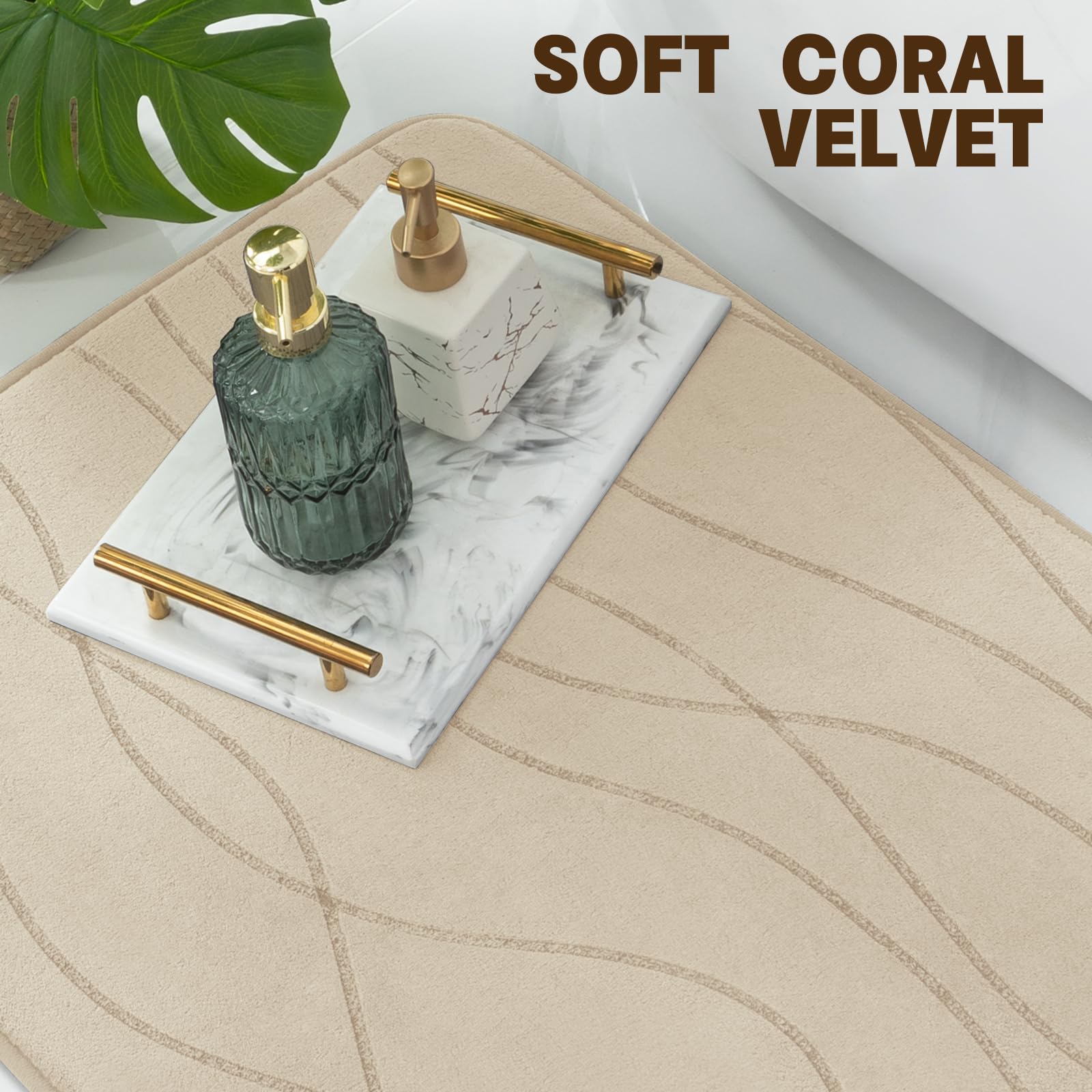 YIHOUSE khaki bath rug set color that blends with many bathroom styles