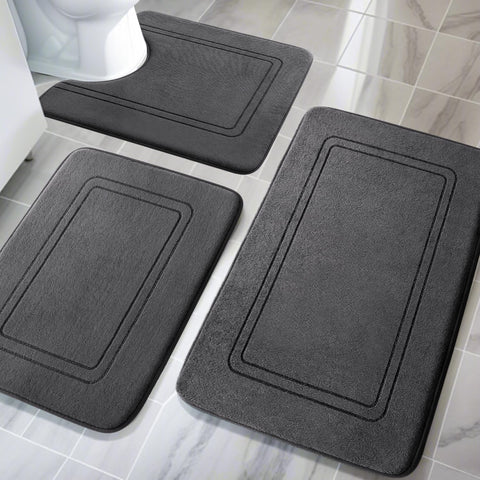 YIHOUSE memory foam bath mat set large rug 32×20 offers plush comfort after showers.