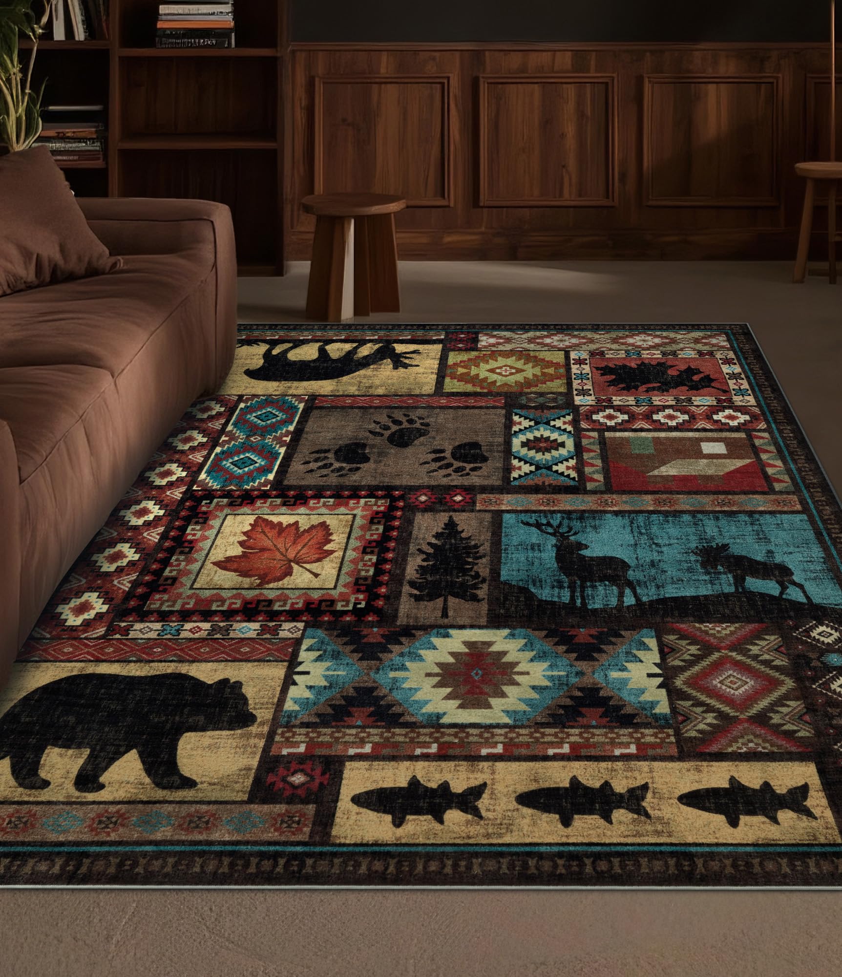 YIHOUSE low-pile imitation cashmere rug for under doors and furniture.
