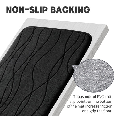 YIHOUSE machine-washable bath rug set black for easy care