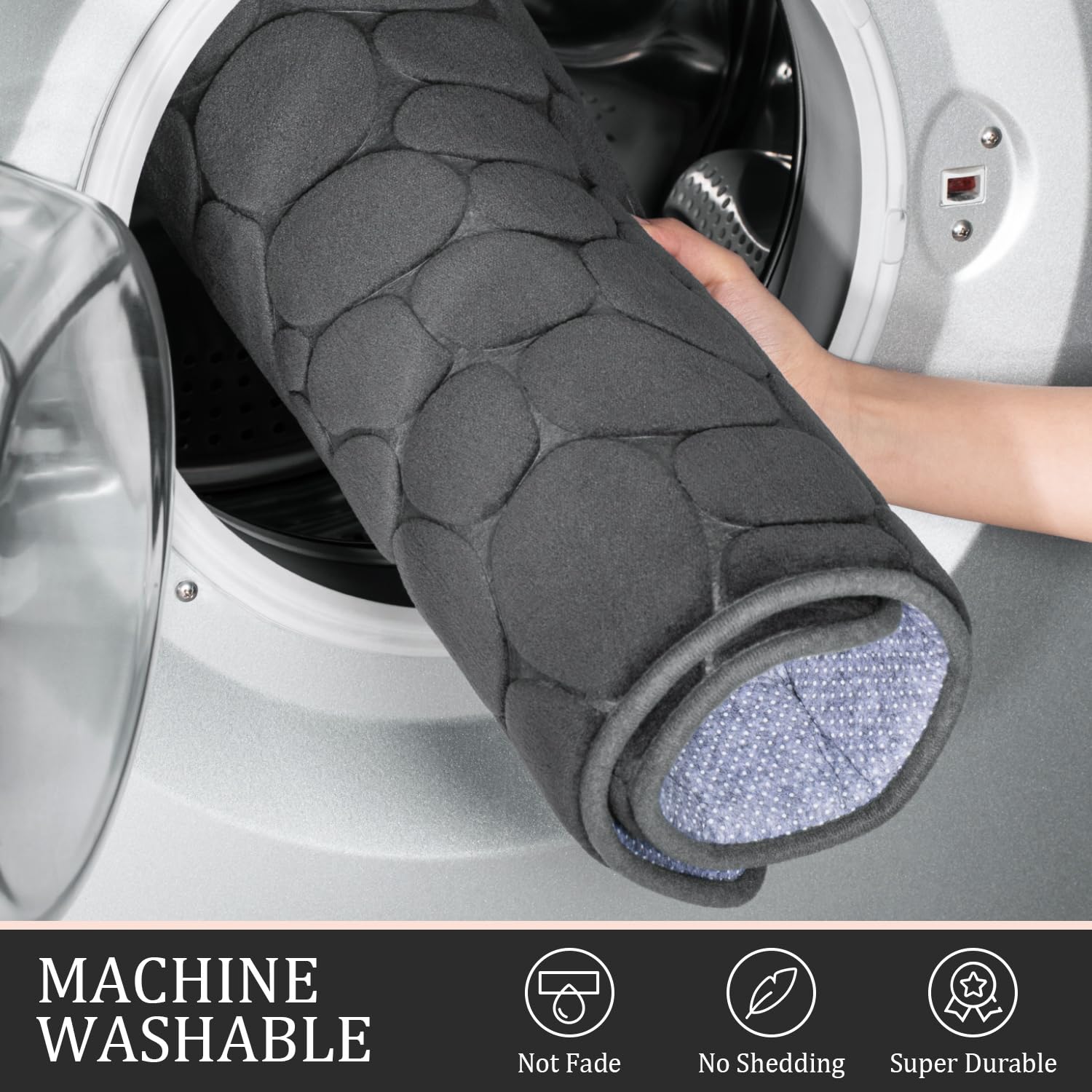 YIHOUSE machine washable bath rug stays plush after washing