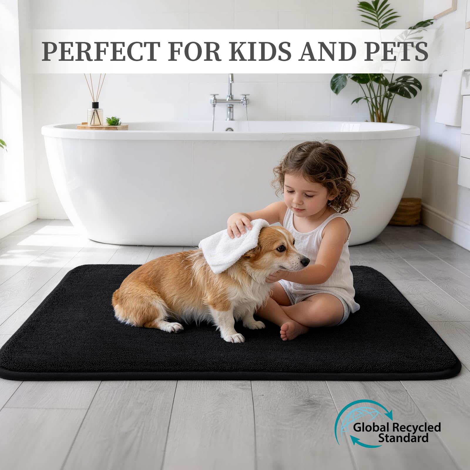 YIHOUSE machine washable bath rugs with easy-care design
