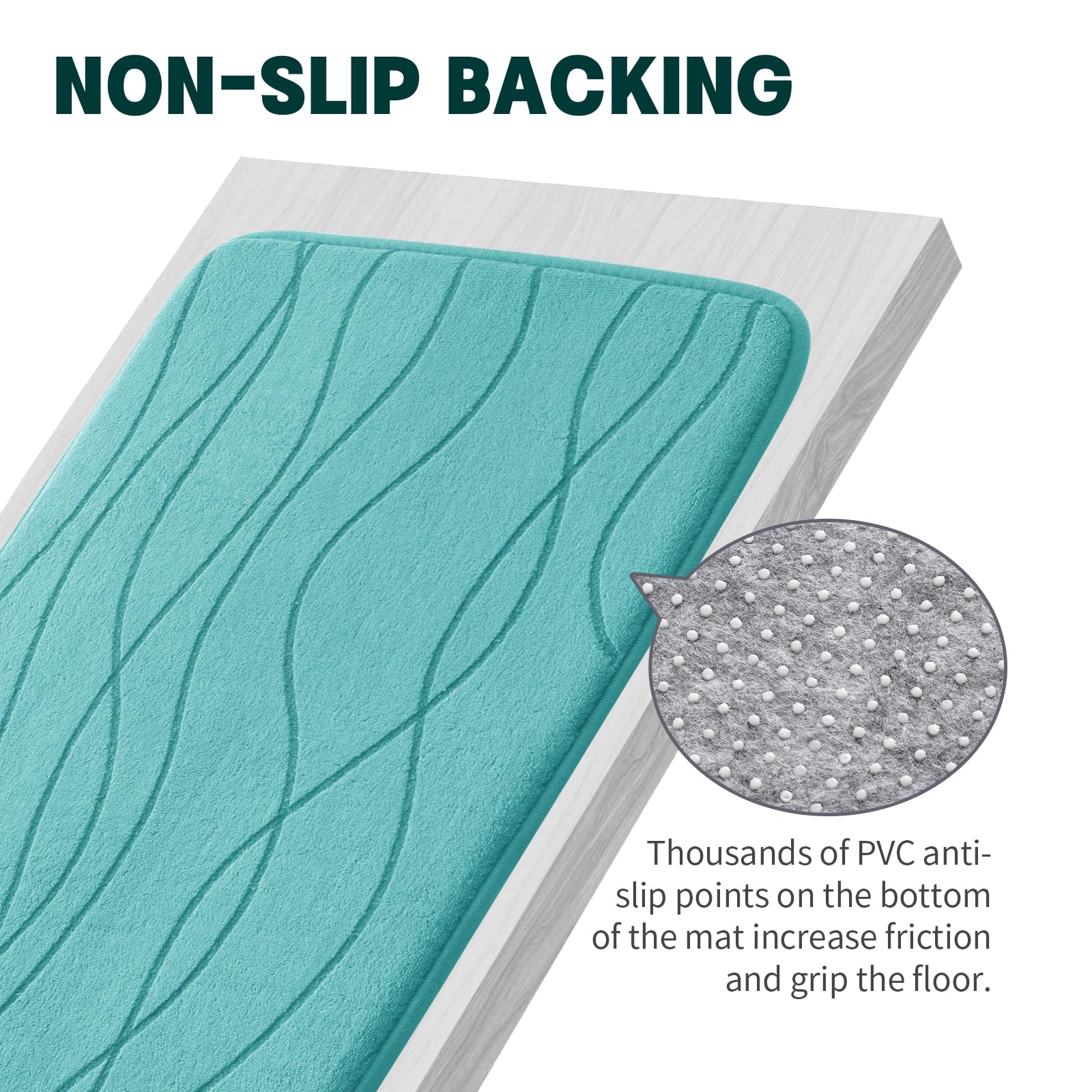Machine washable YIHOUSE teal bath rug set maintains softness and color