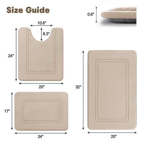 YIHOUSE memory foam bath mat highly absorbent beige surface dries quickly