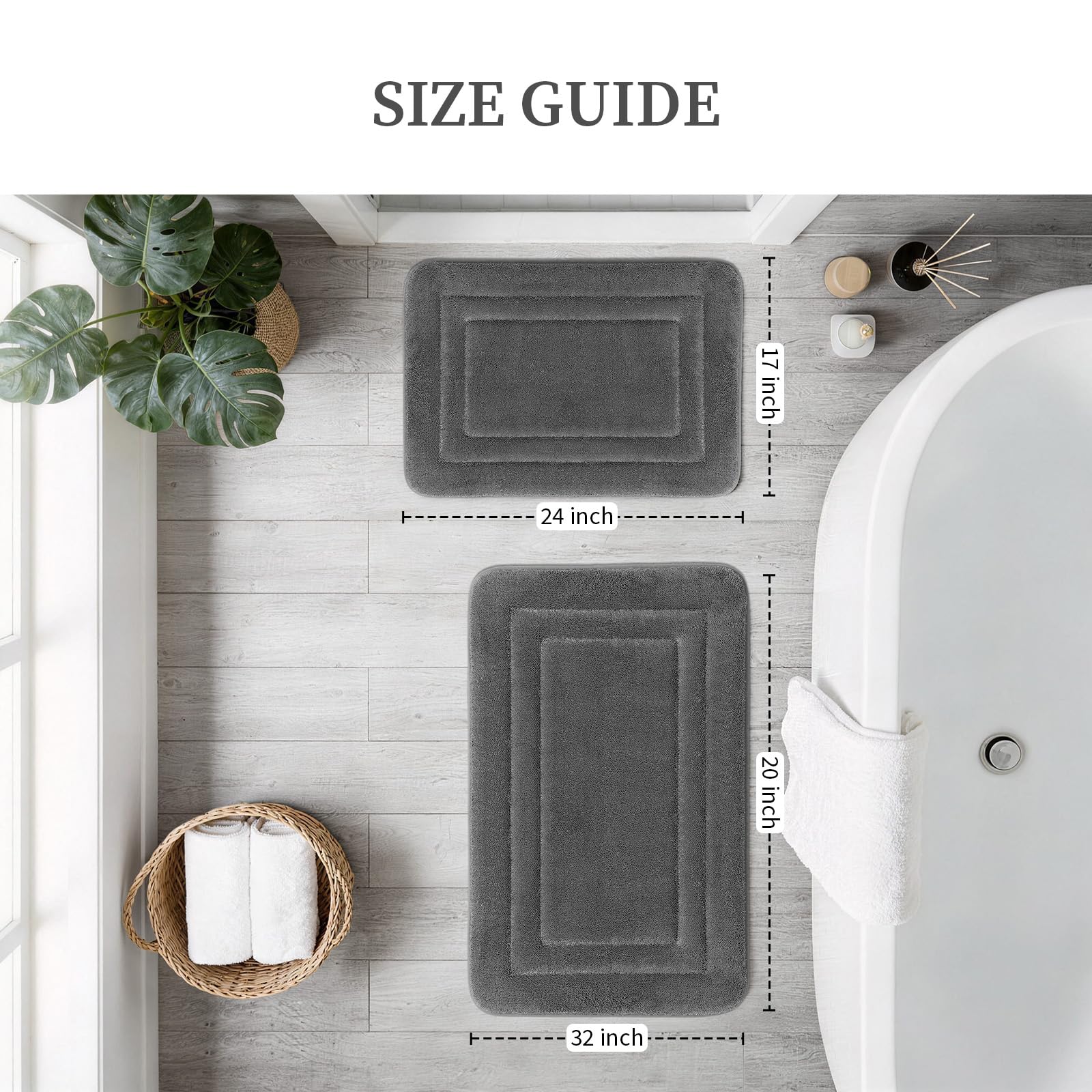 YIHOUSE memory foam bath mat close up showing plush cushioning