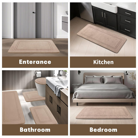 YIHOUSE memory foam bath mat machine washable cold wash beige