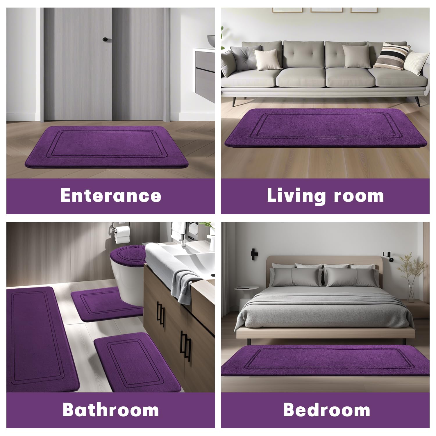 YIHOUSE memory foam bath mat machine washable for easy cleaning