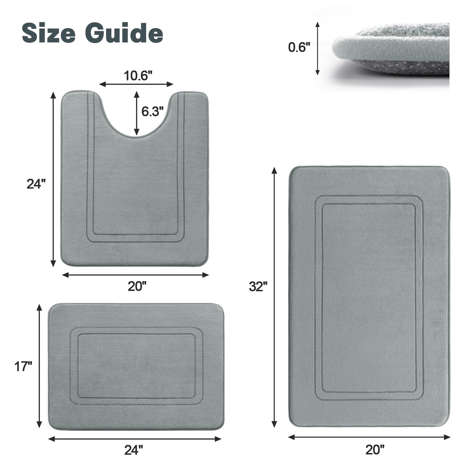 YIHOUSE memory foam mat absorbs water quickly, keeping floors dry