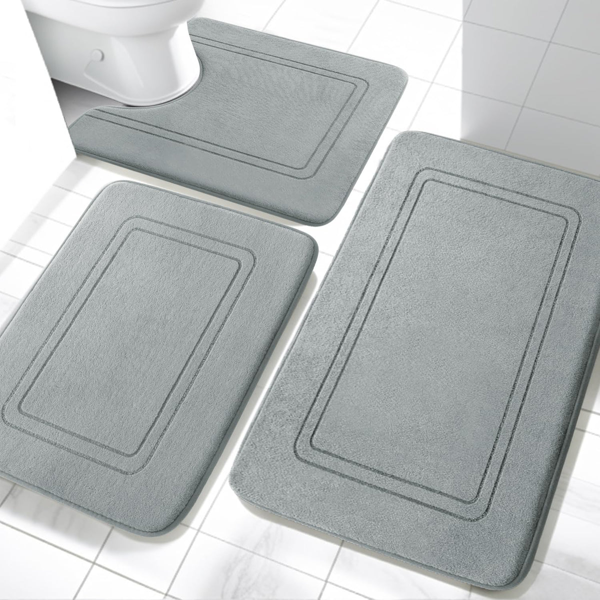 YIHOUSE memory foam bath mat set, large 32x20 rug, plush comfort after shower
