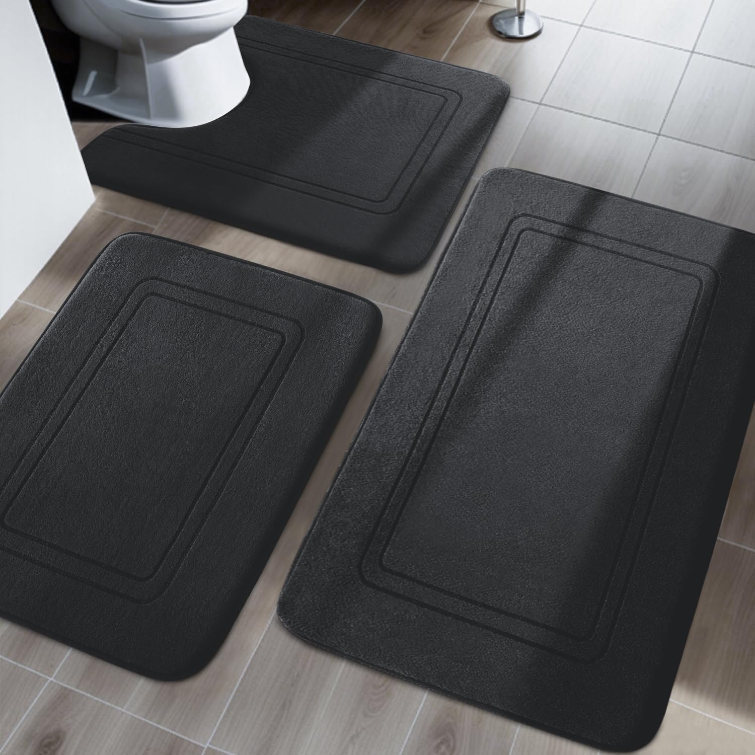 YIHOUSE memory foam bath mat set large rug plush comfort and fast absorption.