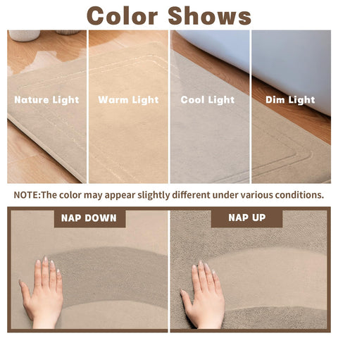 YIHOUSE memory foam bath mat set 24x17 beige for sink area