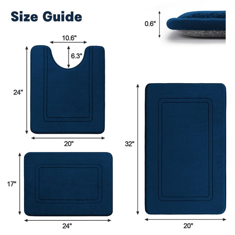 YIHOUSE memory foam bath mat set 24x17 long mat quick dry usability