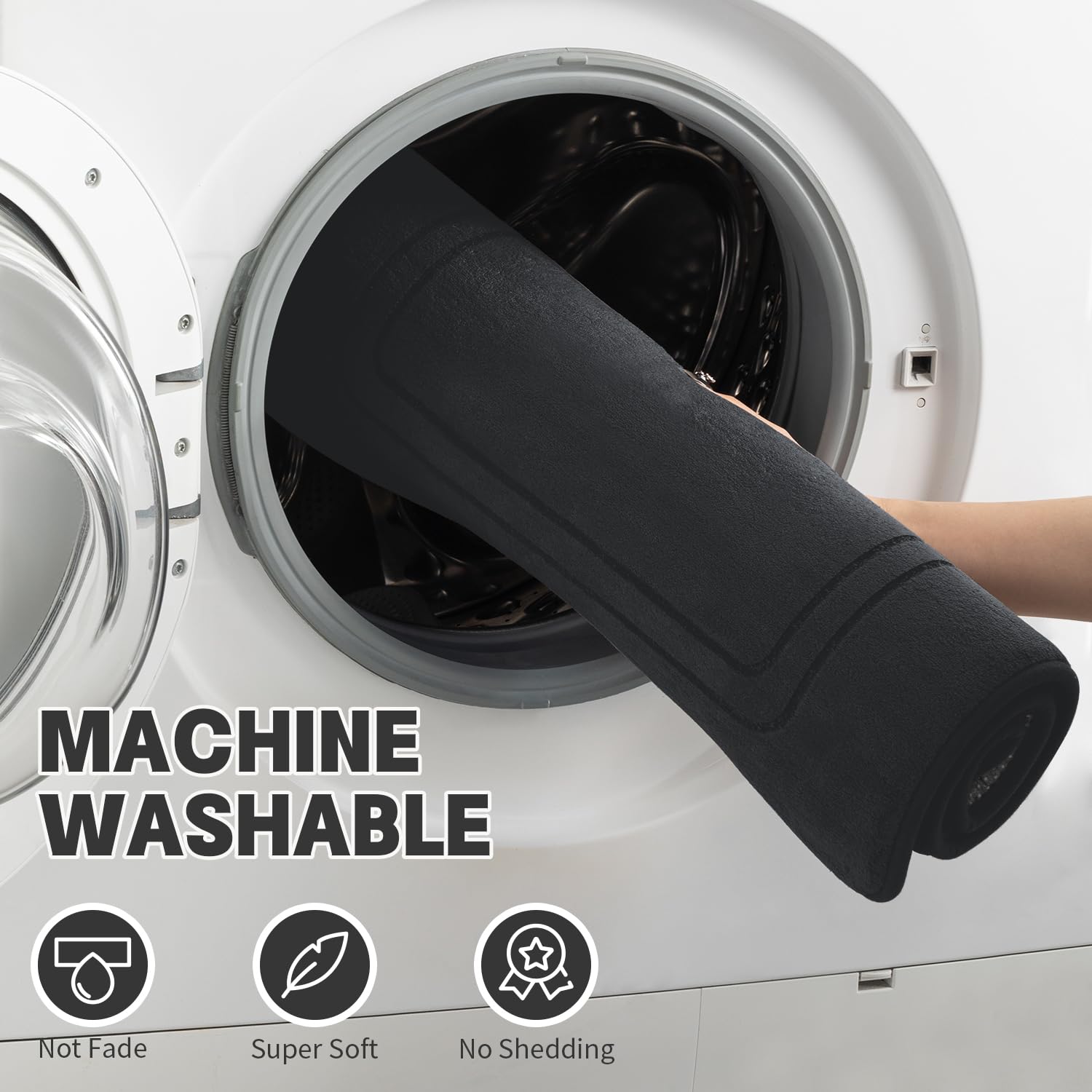 YIHOUSE memory foam bath mat set is machine washable for easy care.
