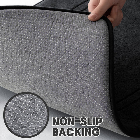 YIHOUSE memory foam backing provides non-slip grip on wet bathroom floors.