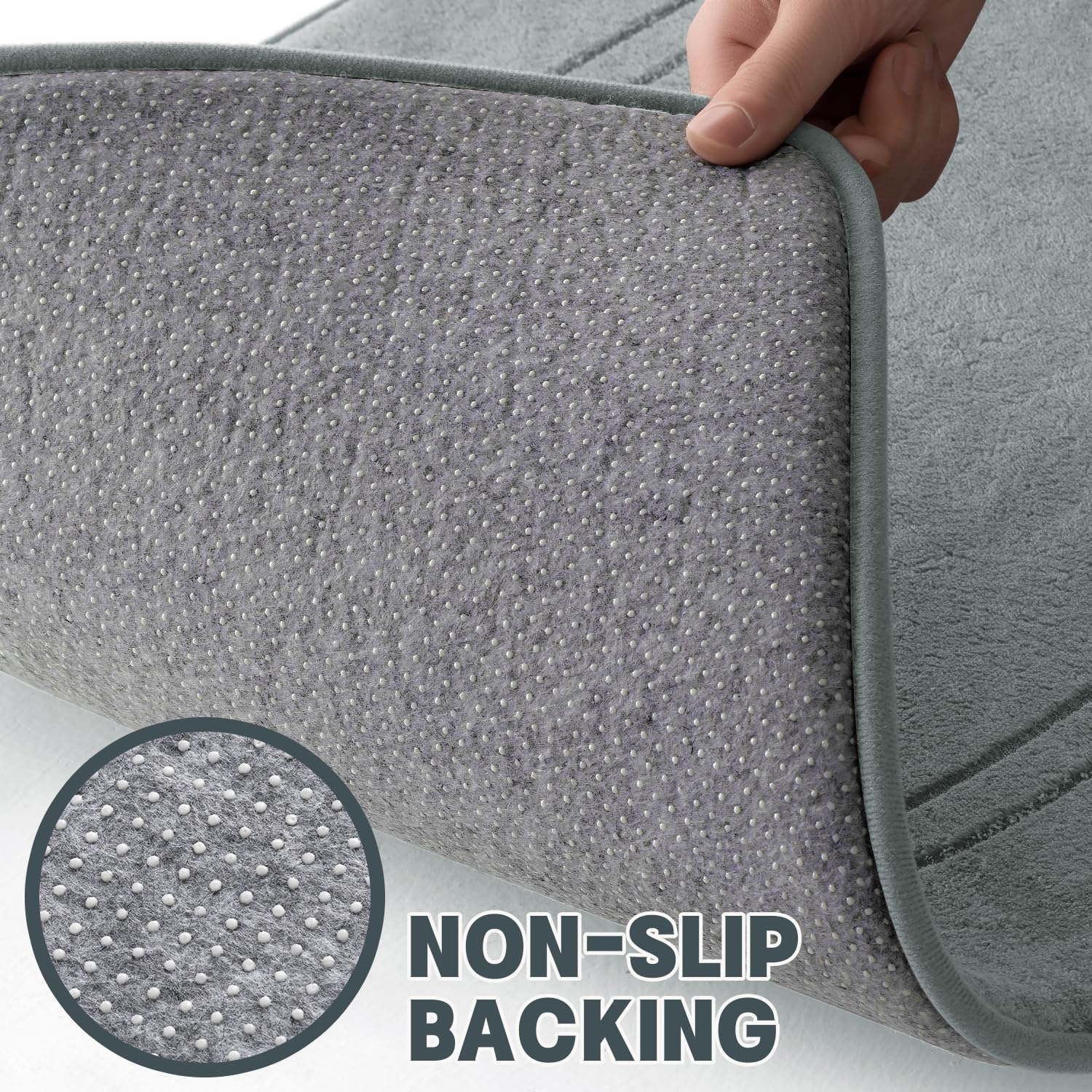 YIHOUSE memory foam bath mat set, U-shaped counter rug, non-slip backing for safety