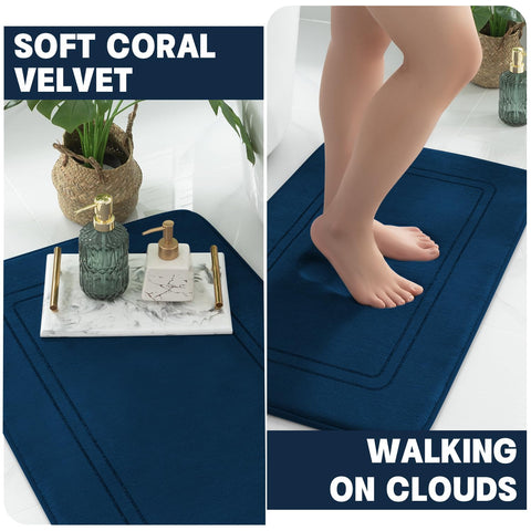 YIHOUSE memory foam bath mat set U-shape toilet mat stable support by the sink