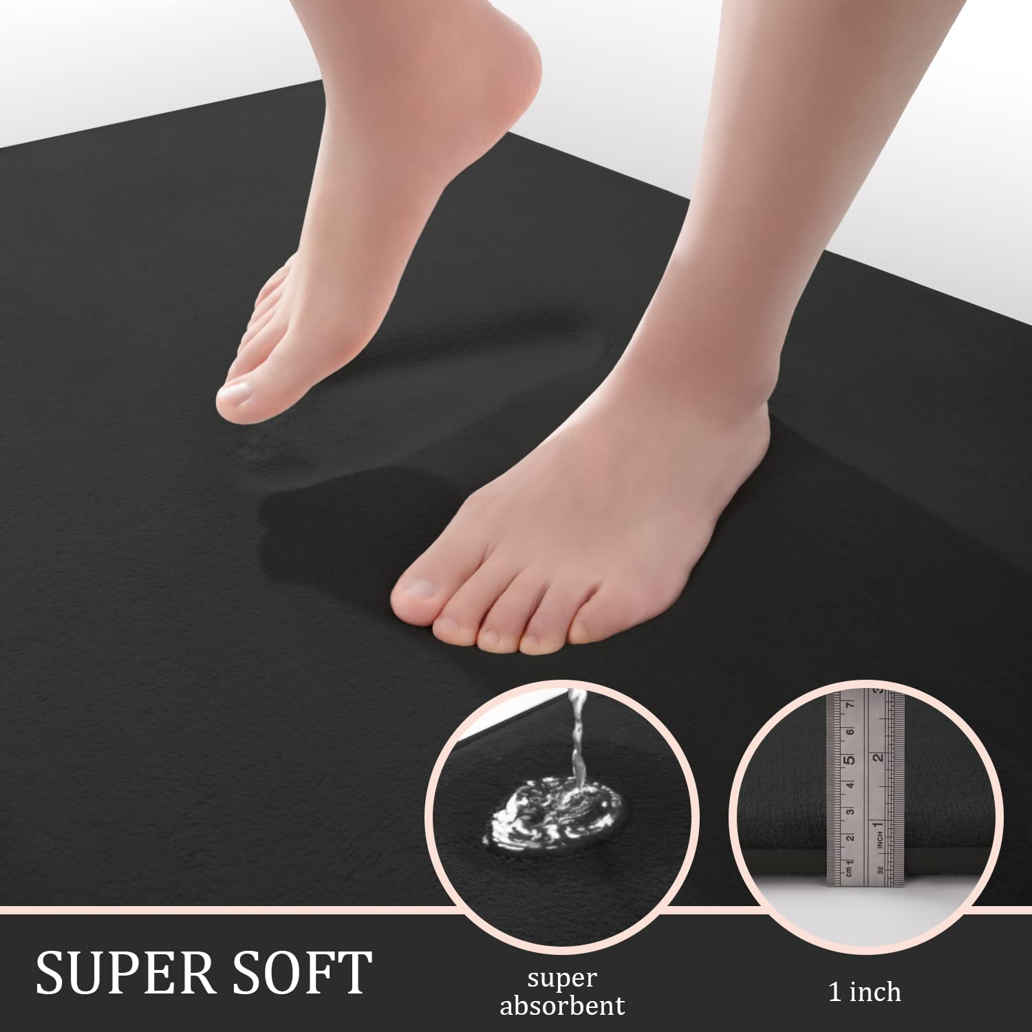 YIHOUSE memory foam bath mat highlights luxurious softness and fast drying